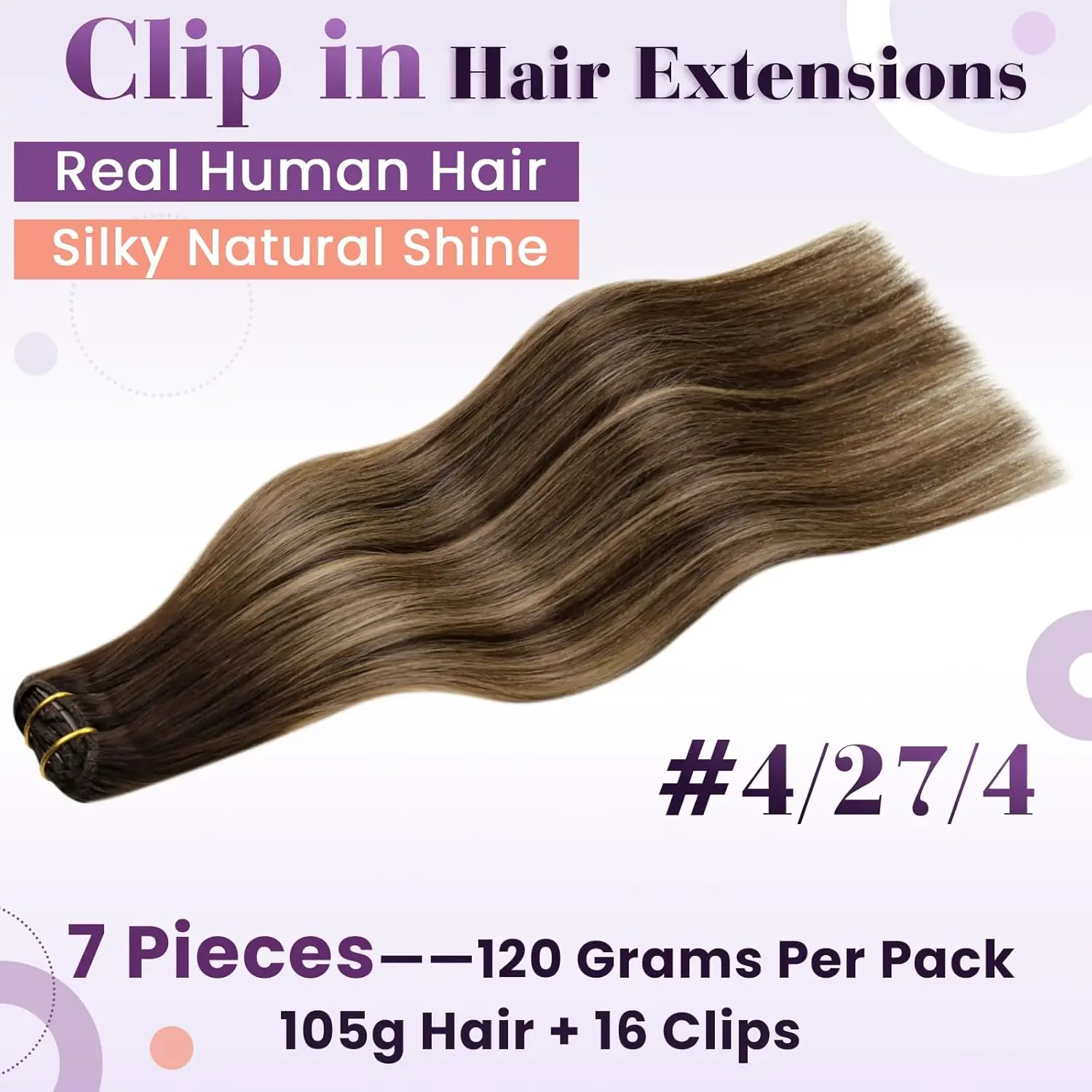 LaaVoo-extensiones de cabello con Clip, 100% cabello humano Real, liso Natural, Remy Real, doble trama, cabeza completa, 80G y 105G