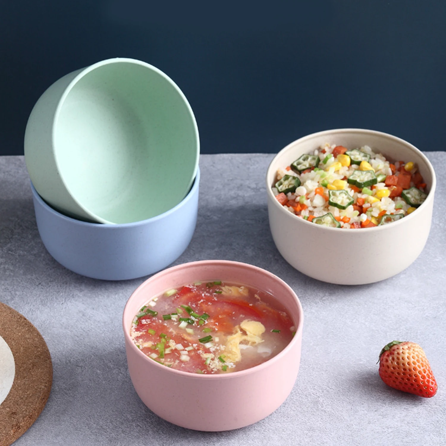 Kitchen Bowls Wheat Straw Large Bowl Noodle Soup Bowl Dormitory Instant Anti-scald and Drop-resistant Bowl Noodle Bowl