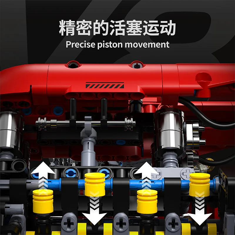 ชุดตัวต่อสร้างสรรค์ MOC เครื่องยนต์ V8 ไฟฟ้า สำหรับประกอบเป็นโมเดลรถแข่ง ของเล่น DIY สำหรับเด็ก ชุดของขวัญ