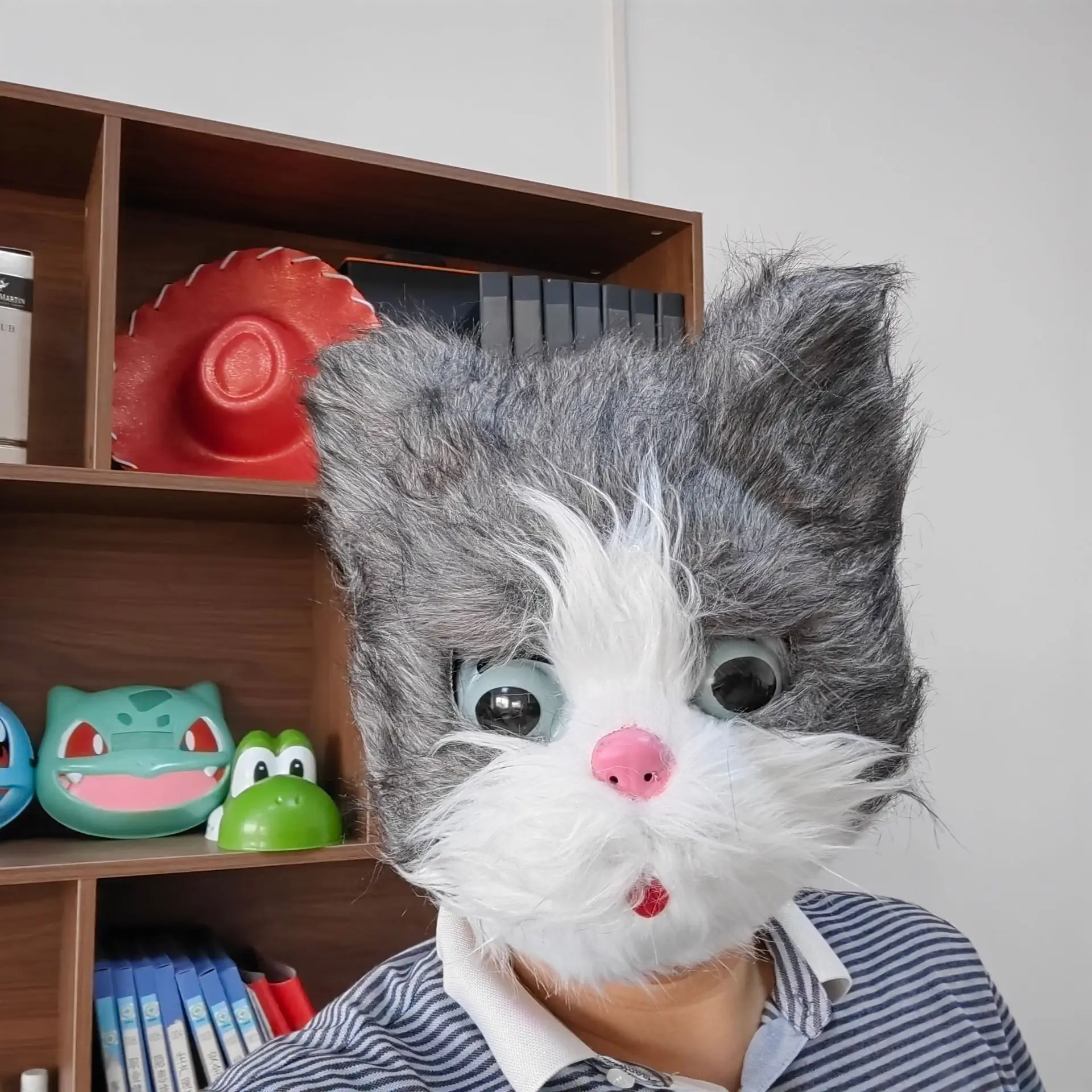 Halloween Plüsch-Katzen-Maskerade-Maske - Realistische Tiermaske Kostüm für Männer & Frauen – Detail 1