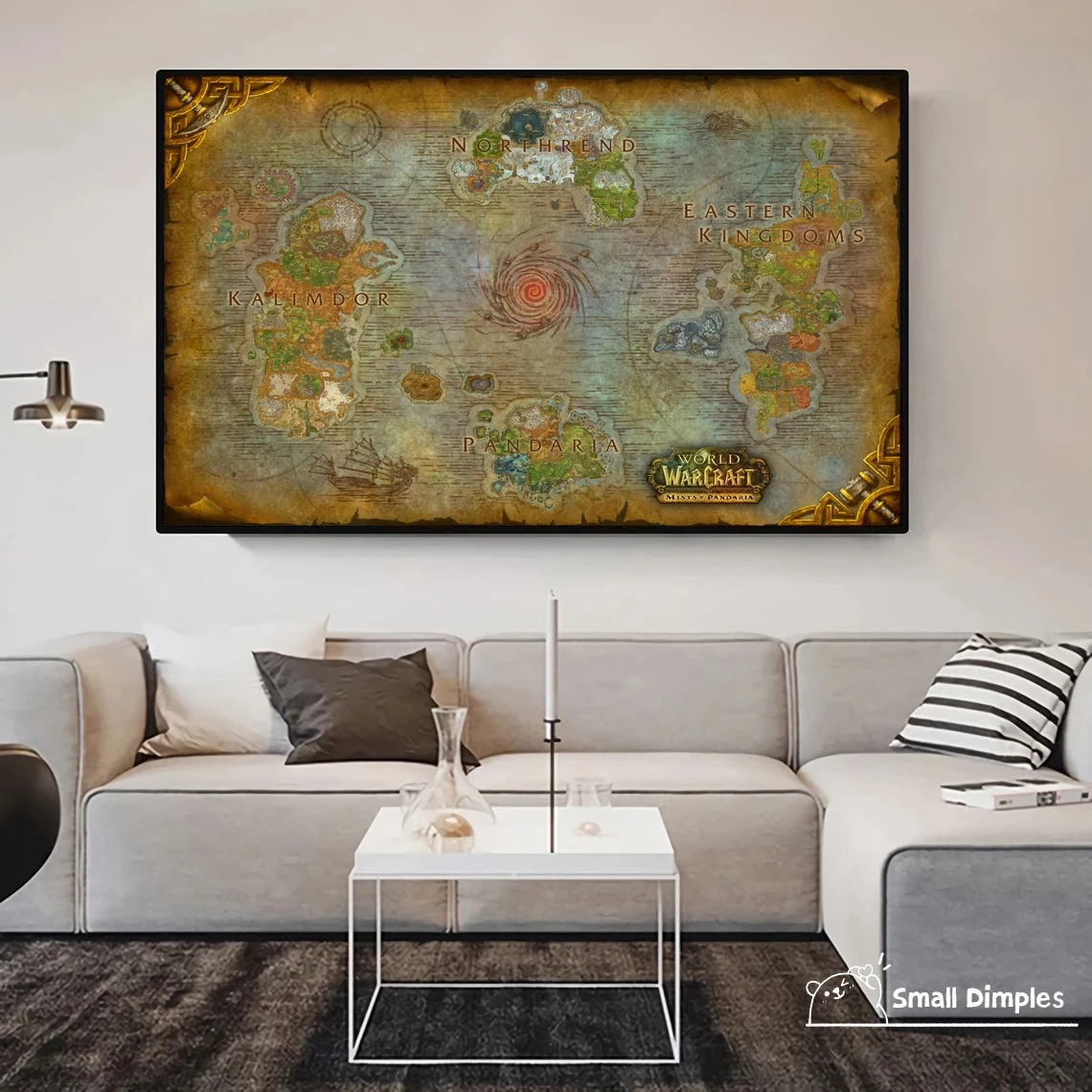 

World Of Warcraft Azeroth Map Game Poster Canvas Art Print Home Decoration Wall Painting ( No Frame )