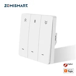 Zemismart Zigbee Smart Curtain Switch for Roller Shade Motor Push Button Switch Work with Tuya Alexa Google Home Timer Control