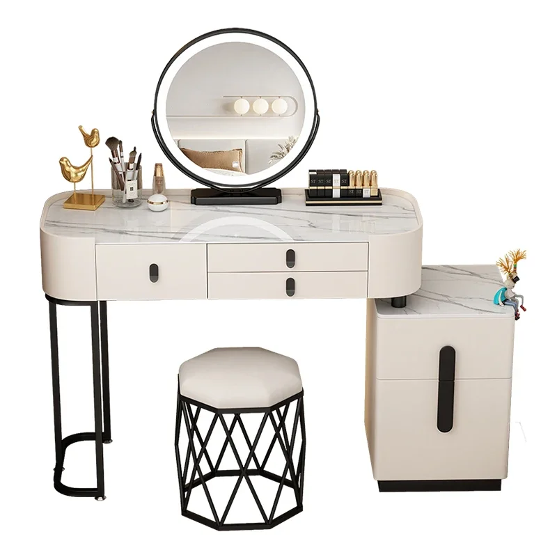 Light Luxury Dressing Tables Bedroom Modern Simple Rock Panel Small Apartment Makeup Table Desk Storage Cabinet Gift for Girls