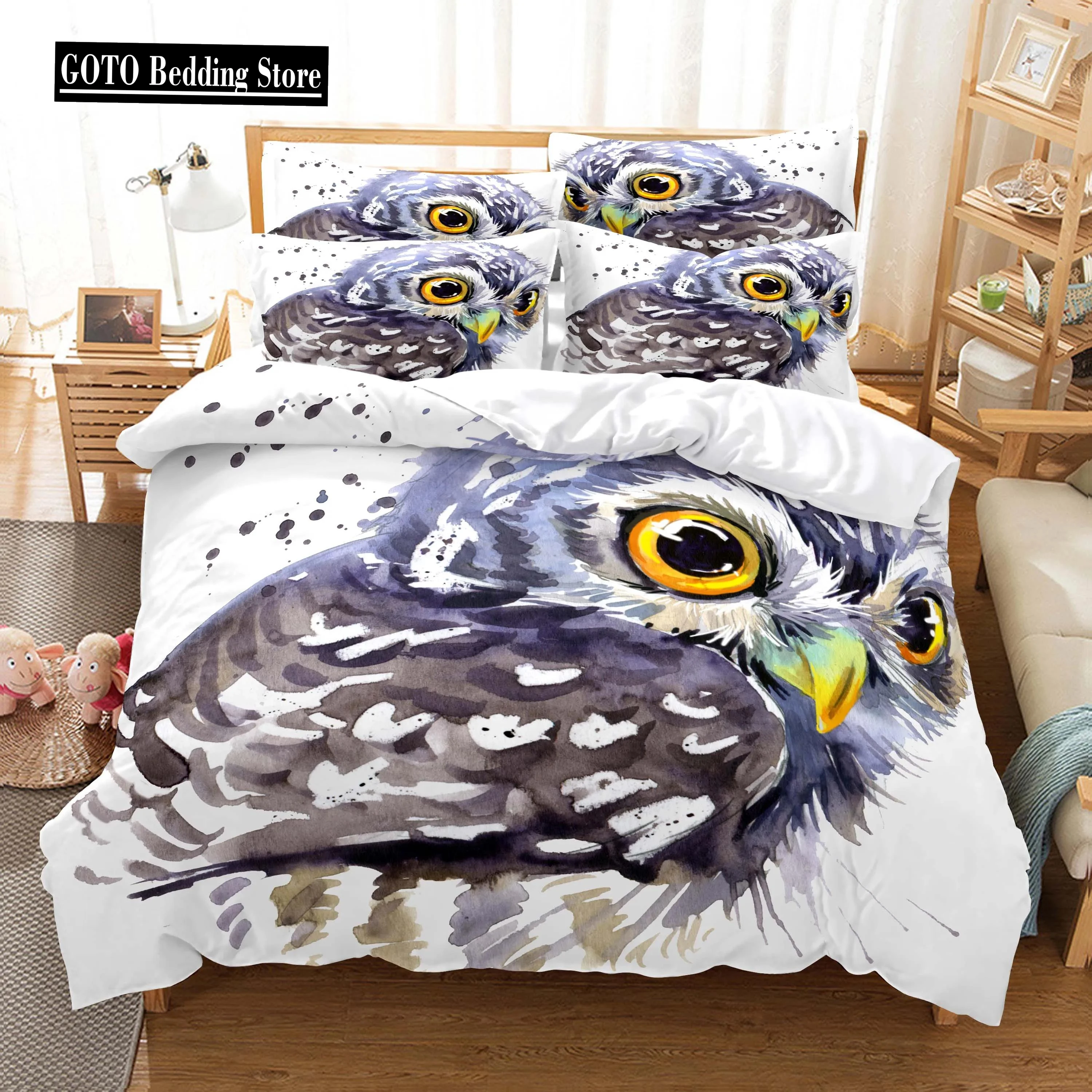 

Ropa De Cama Bed Comforter Set Luxury King Size Owl Bedclothes Cover Set for Beds Home Textile Double Size 228x228 High Quality