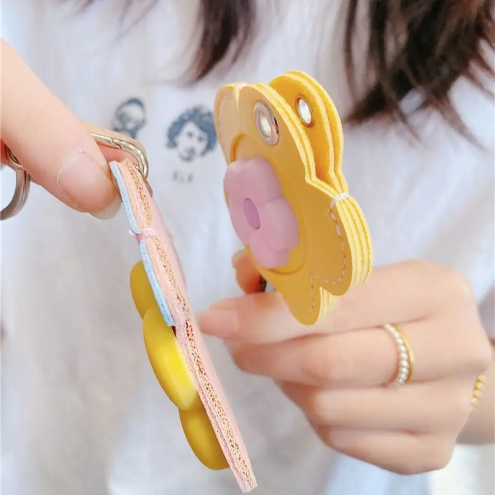Trinket Protective Case Flower Keychain Creative Soft Flower Key Cover Cap Card Key Holder Fashion PU Key Case Girls