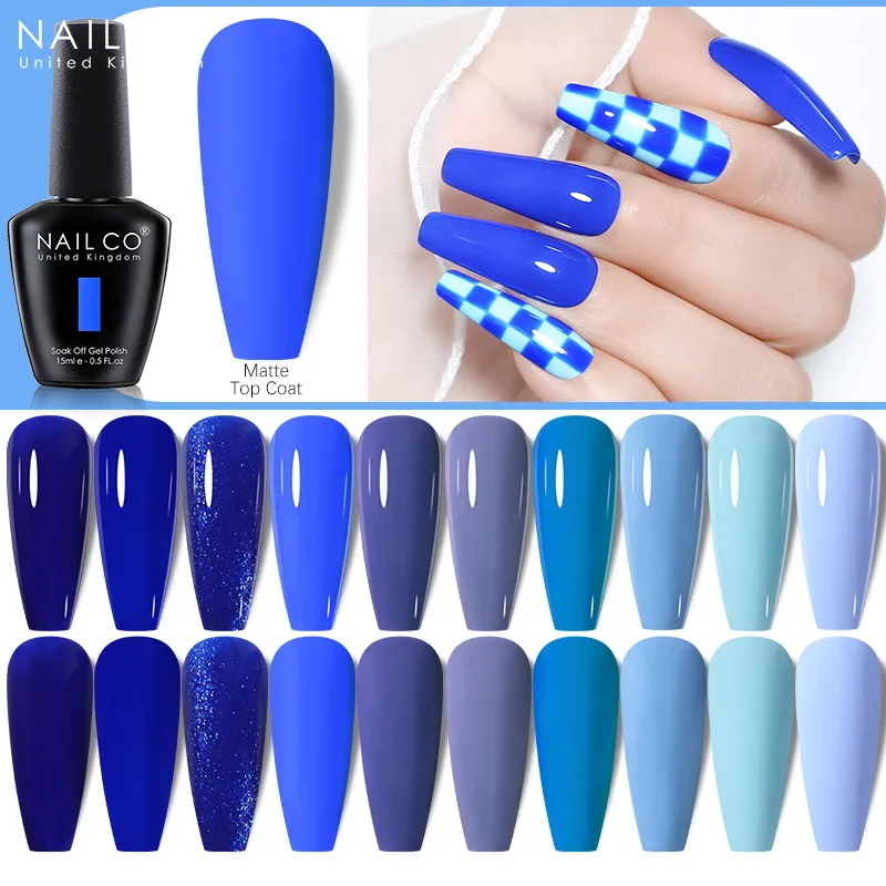 

NAILCO Klein Blue Gel Nail Polish Semi-permanent Soak Off UV LED Gel 15ml Glass Bottle Deep Color Nail Art Varnishes Manicure