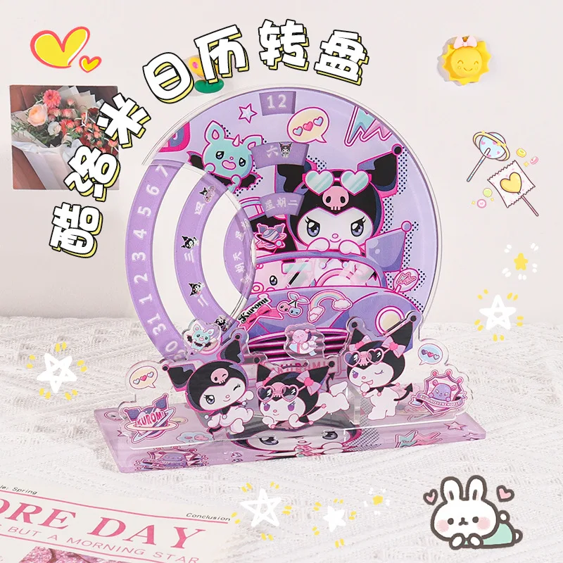 Sanrio Cute Kuromi Acrylic Rotating Calendar Cartoon Characters High Appearance Level Personality Creative Desktop Decoration