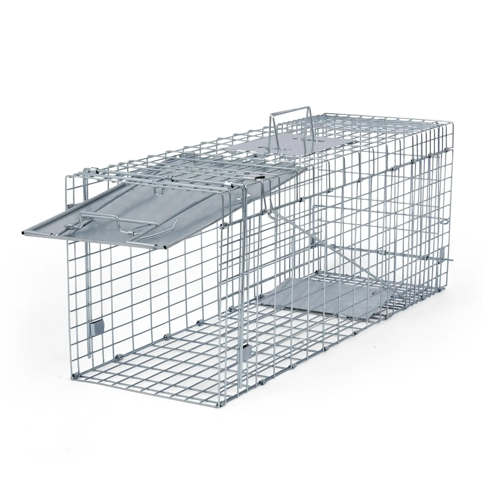 Live Animal Cage Trap Door Steel Cage Catch Release Humane Rodent Cage for Rabbits, Stray Cat, Squirrel, Raccoon, Mole, Gopher,
