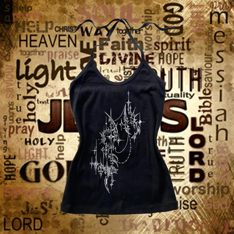 Trashy Y2K Streetwear T-shirt versatile Estetica Modello comico creativo Stampa Canotta Goth Vintage Punk Harajuku Gilet sottile