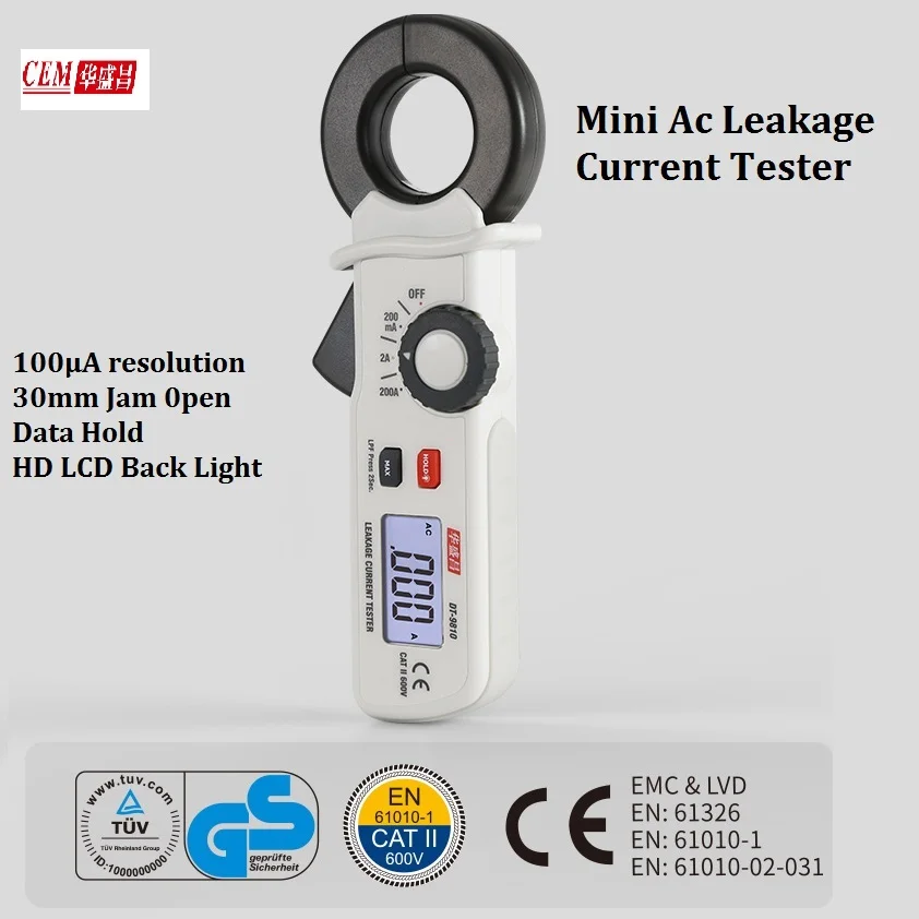 Brand For DT-9810 2000 counts 200mA/2A /200A MINI AC Leakage Clamp Meter Tester