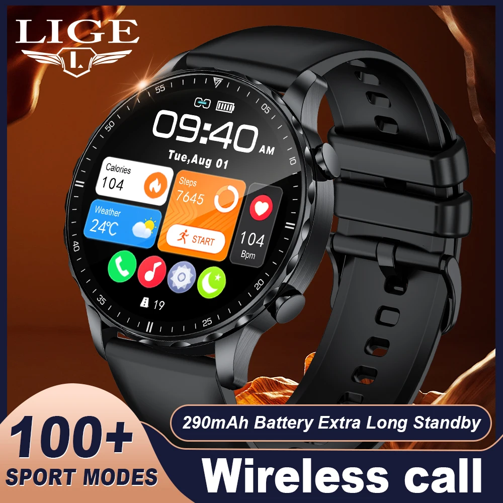 

LIGE 2026 Magnetic Leather Strap Smartwatch Men Health Monitor Man Watches Bluetooth Calling Sports Smart Watch For Android ios