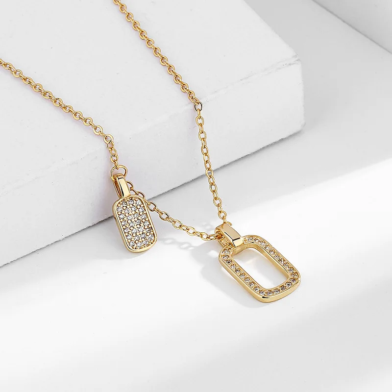 

Geometric square necklace women light luxury high design sense