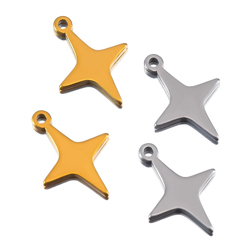

2pcs Stainless Steel Four Pointed Star Shaped Charm Pendant For DIY Earring Necklace Clothing Decoration Sophistication Material