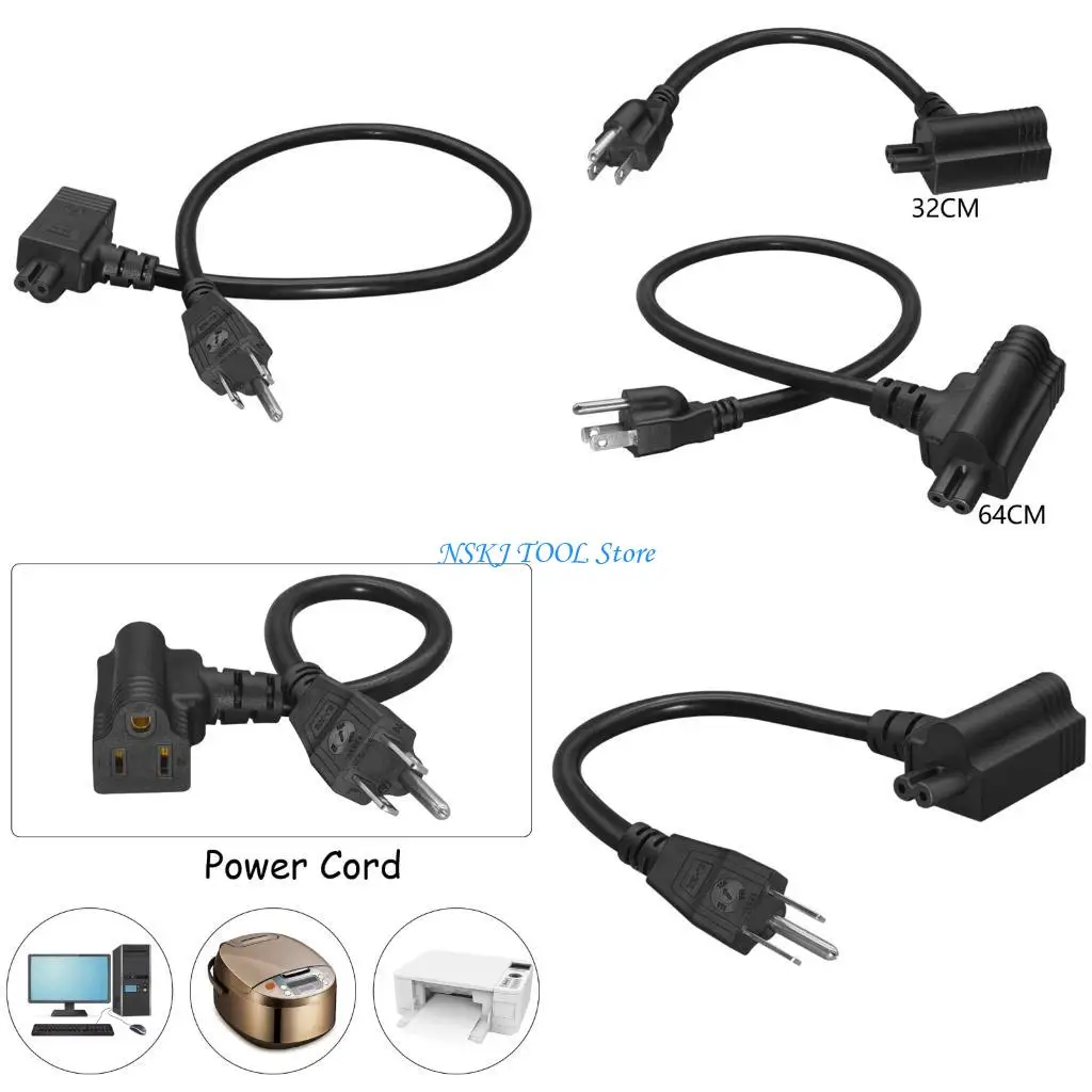 L8RC 3 Prongs Nemas 5 15P to C7 and 5 15R Portable Adapters Cord Sturdy Copper Cable for Space Saving Connection Daily Use