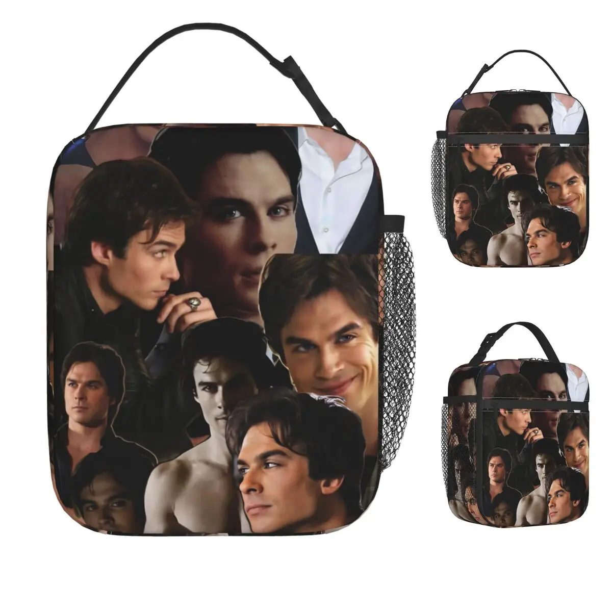 

The Vampire Diaries Damon Salvatore TV Series Lunch Bag For Unisex Lunch Box Casual Beach Cooler Bag Portable Tote Food Bags