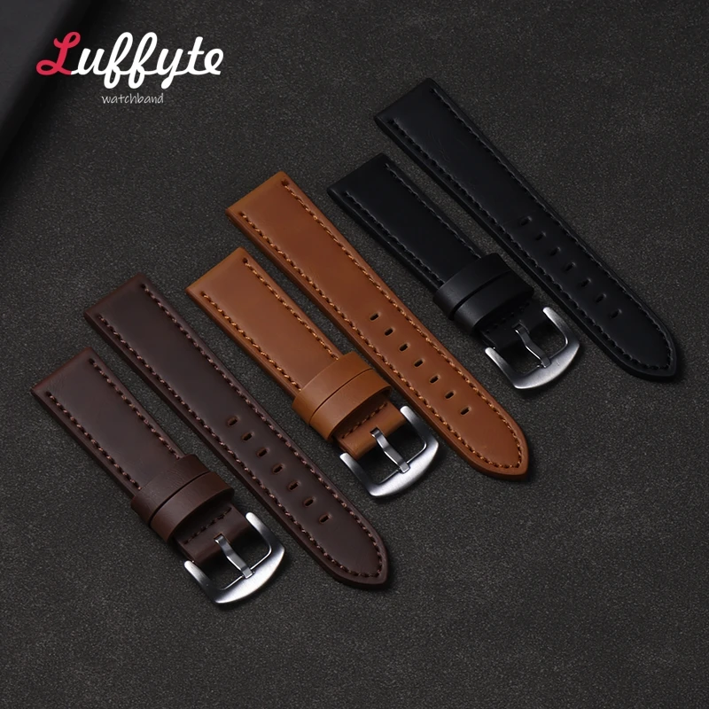 Calfskin Leather Comfortable Wristwatch Strap 18mm 20mm 22mm 24mm Men's Universal Bracelet Watchband Accessories