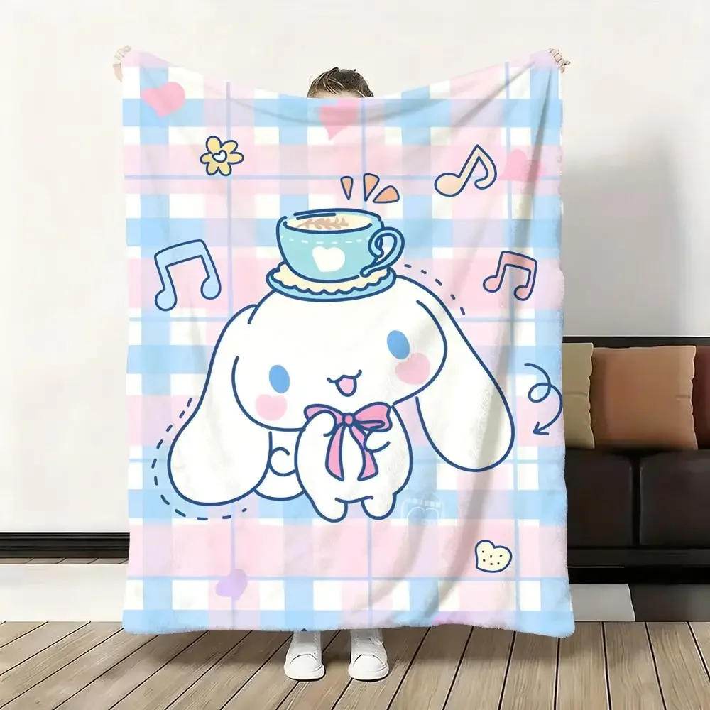 Sanrio Cinnamoroll Flauschige Weiche Decke aus Flanell, Warme Hautfreundliche Überwurfdecke für Sofa, Bett, Büro, Nickerchen, Winter