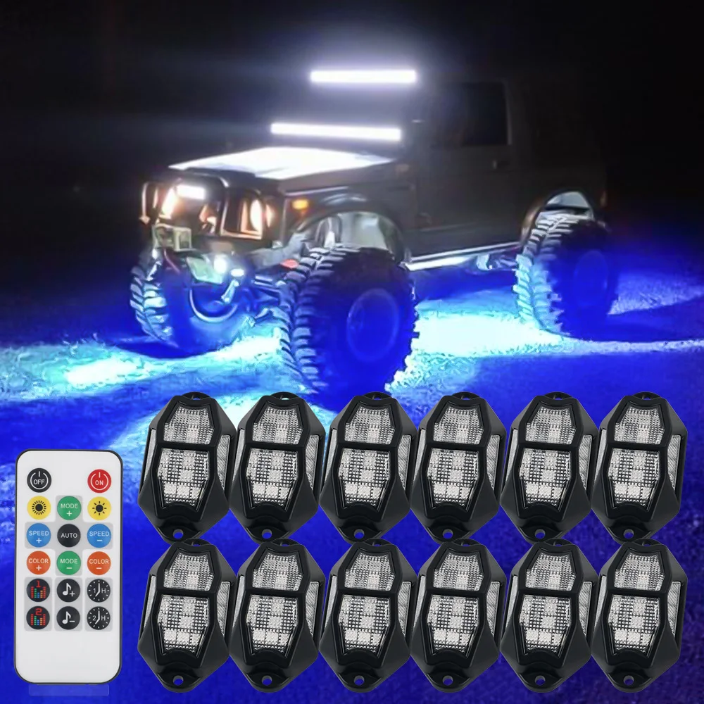 Underglow Rock Lights 6/8/10/12 Pods RGB Led Multi Color App Remote Control Music Mode Well For Pickup ATV RZR UTV Chassis Light