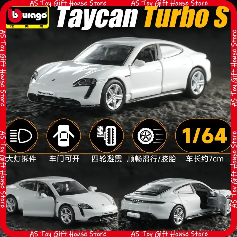 1/64 Bburago Alloy Diecast Car Model Ford Shelby GT500 Openable Door Shock Absorption Mini Sports Car Toy For Collectors Ready