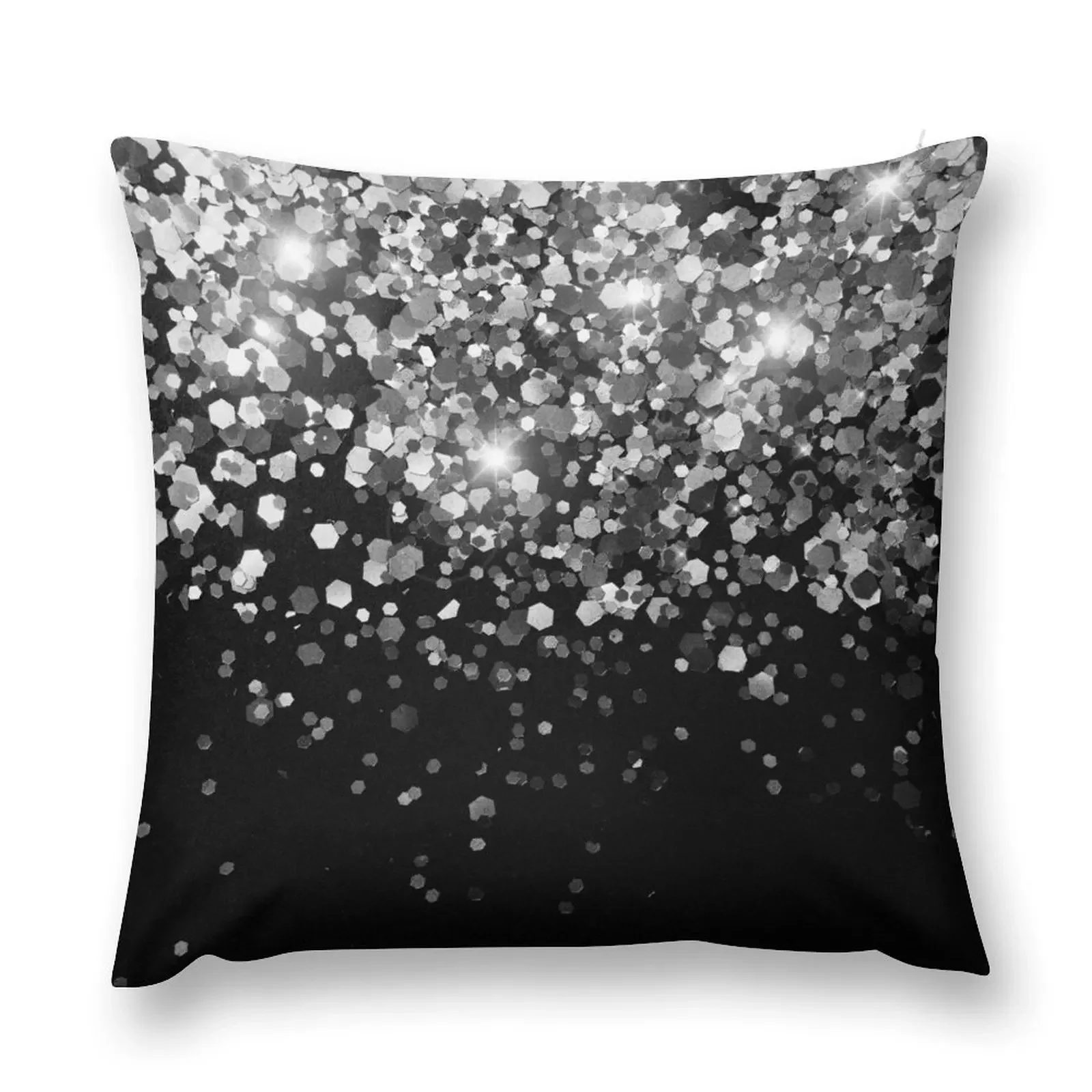 Silver Gray Black Glitter #3 (Faux Glitter - Photography) #shiny #decor #art Throw Pillow Sofa Cushion sleeping pillows pillow