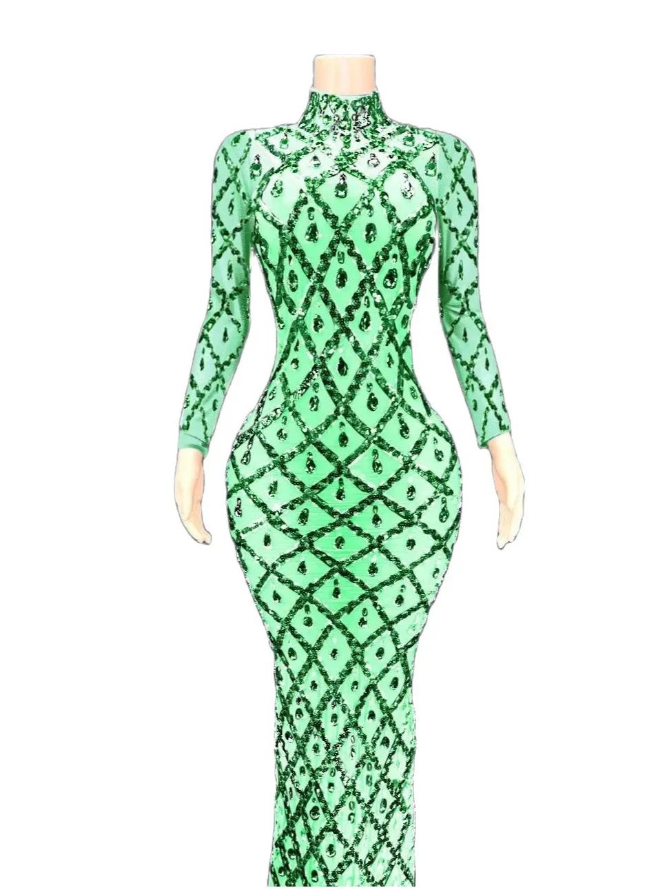 Wielobarwna, błyszcząca sukienka z długimi rękawami, zdobiona kryształkami, seksowna, dla kobiet, na wieczorne przyjęcia, stroje do tańca towarzyskiego.