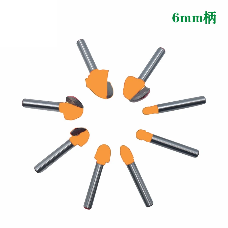 1PC 6MM Shank Milling CUTTER ไม้แกะสลักไม้จมูก Router บิตเครื่องตัดไม้ CNC รัศมี Core กล่องคาร์ไบด์