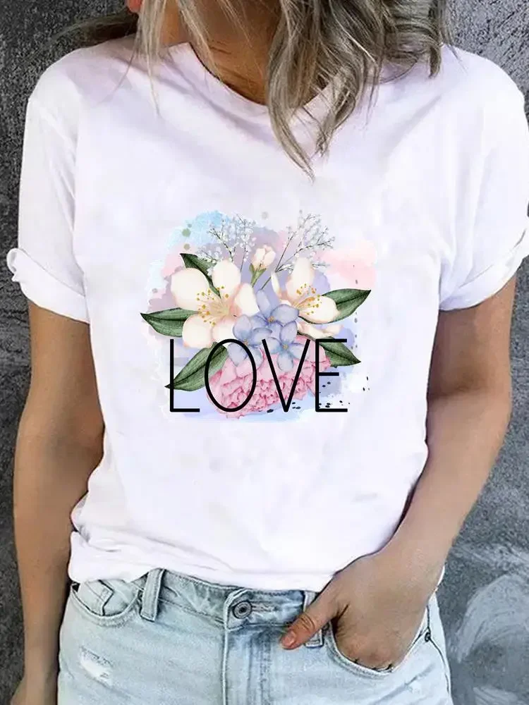 Women Fashion Summer Clothes Print T Shirt Clothing Top Short Sleeve Basic Tee Graphic T-shirts oversized t shirt