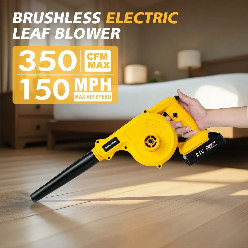 

Cordless Leaf Blower, 15000RPM Motor With Curved MultiHole Cooling Technology, 29m S Wind Speed 350CFM Air Flow, 22.0Ah Batteri