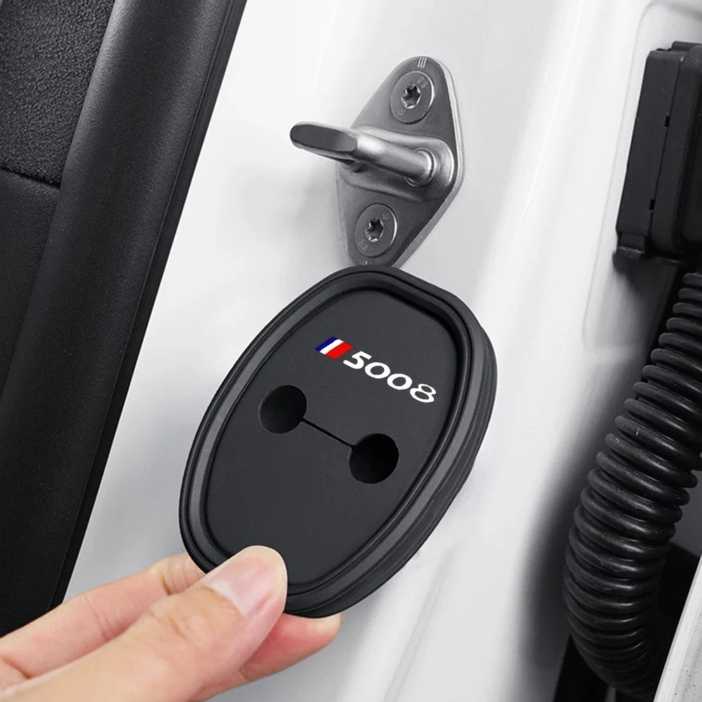 2 قطعة سيليكون قفل باب السيارة مشبك حامي غطاء مرونة امتصاص الصدمات وسادة كتم التخزين المؤقت لبيجو 5008 #2