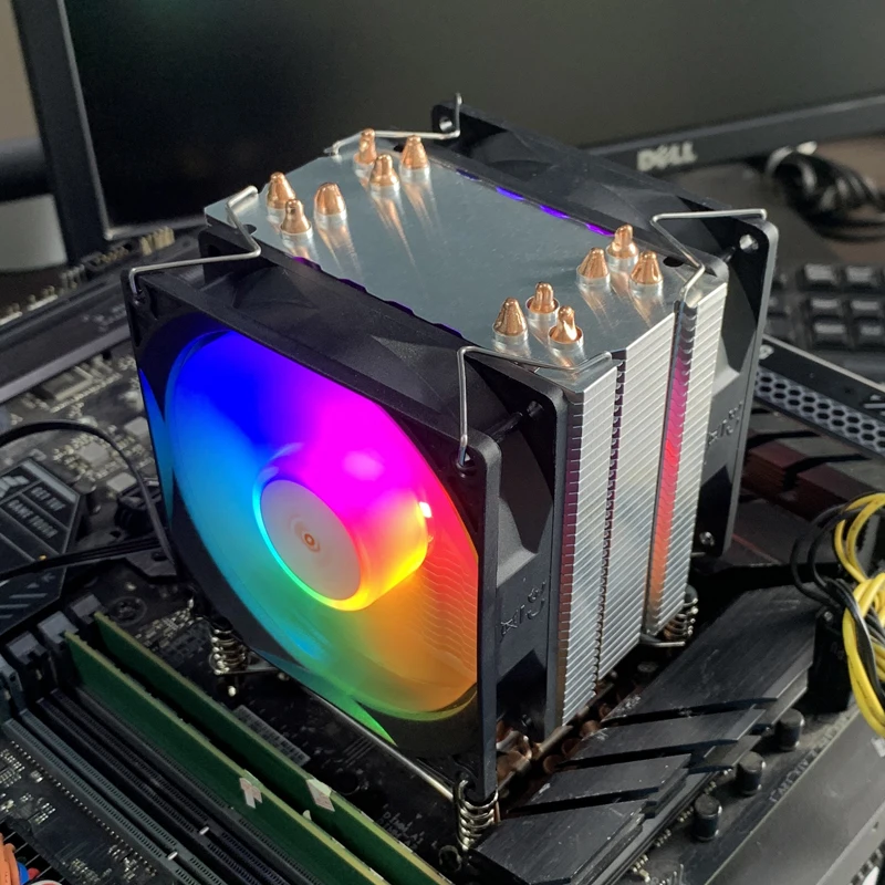 Chłodzenie powietrzne CPU z 6 rurkami cieplnikowymi, 4PIN PWM, procesory PC AM4, chłodzenie do Intel LGA X99 2011 1700 1150 1151 1366 1155 X79 AM5 AM3