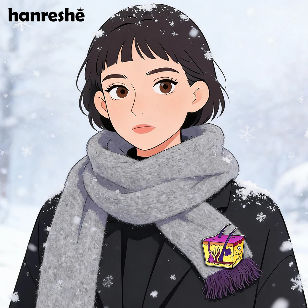 Hanreshe Skin Hair Follicles Enamel Pin Medical Biology Brooch Lapel Backpack Badge Gift Jewelry for Doctor Nurse