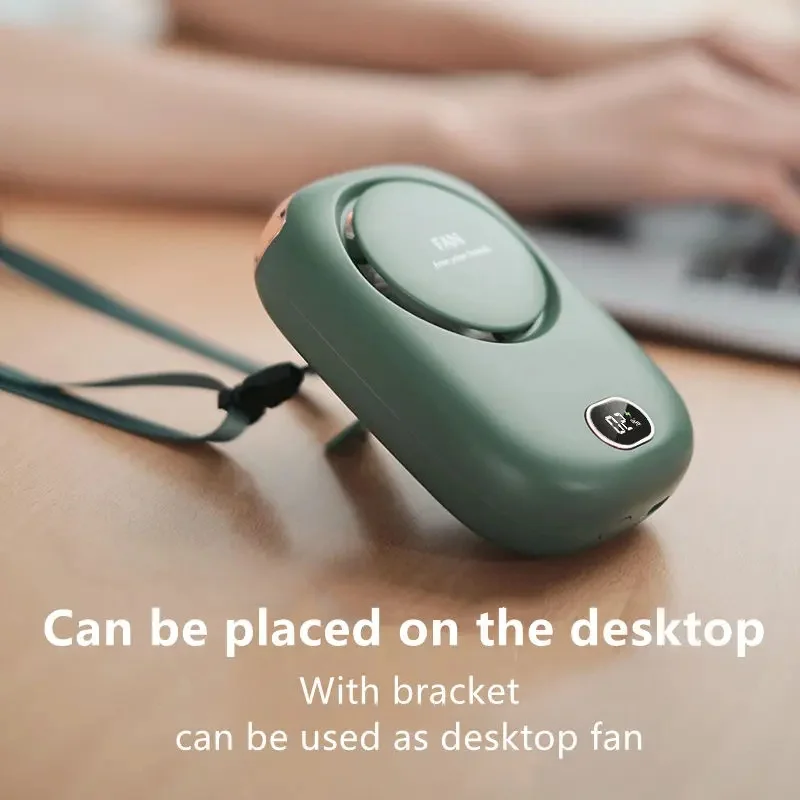 Portable Lazy Hanging Neck Fan Mini Bladeless Waist Clip Fans 2000mAh USB Rechargeable Mute Outdoor Sports 3 Gear Cooling Fan