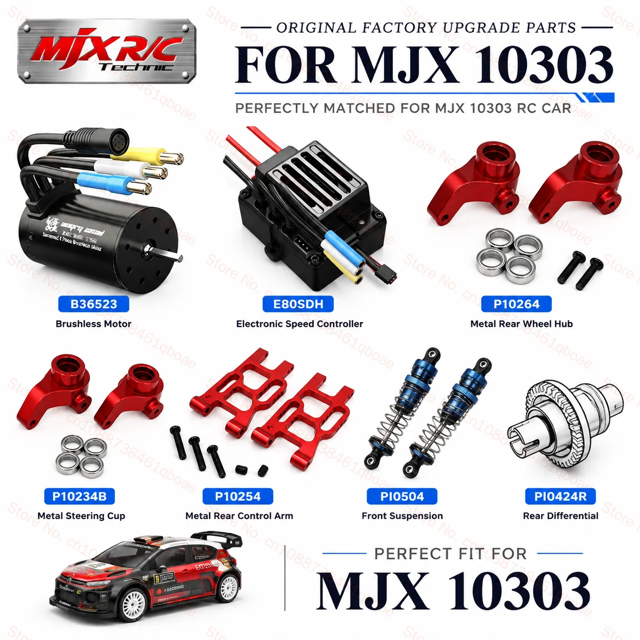MJX 10303 10306 10304 Genuine Parts Servo Arm Motor Drive Shaft Shock Absorber Remote Control Gear Swing Arm Steering Cup Gear