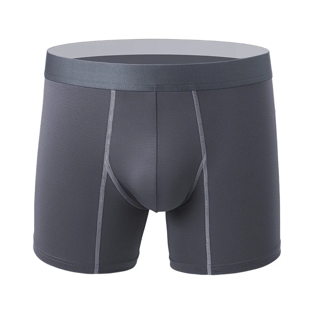 Men Long Boxer Underwear Male Panties Three-point Pants Sexy U Convex Big Pouch Design Anti-wear Men Boxershorts