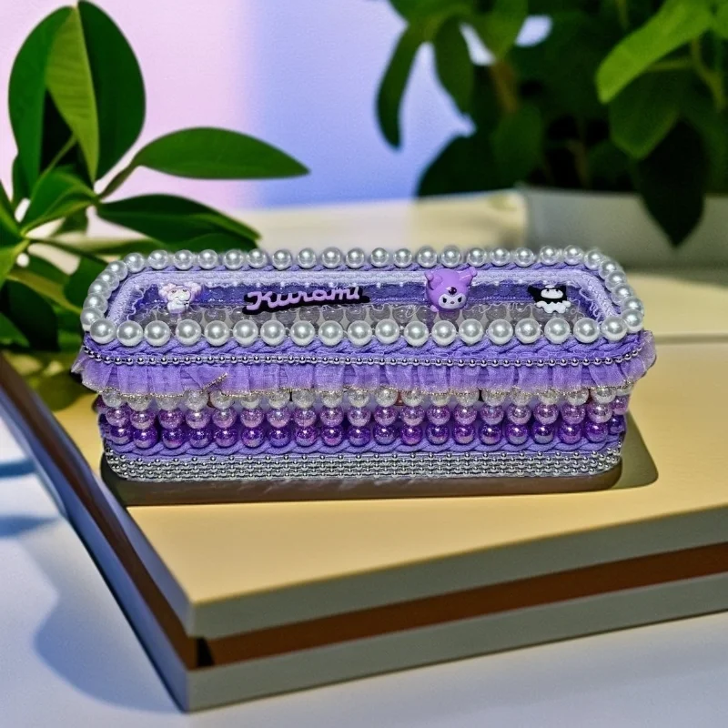 Kuromi hello kitty secchiello per cosmetici secchiello per penne scatola di immagazzinaggio frutta blu bambini ragazza pane blu fai da te scatola tessuta a mano regalo per gli amici