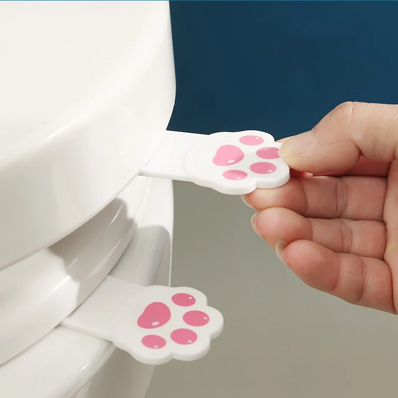 1/2pcs Cute Cartoon Toilet Handle, Creative Cat Claw Lid Remover, Plastic Convenient Flip Lid Remover