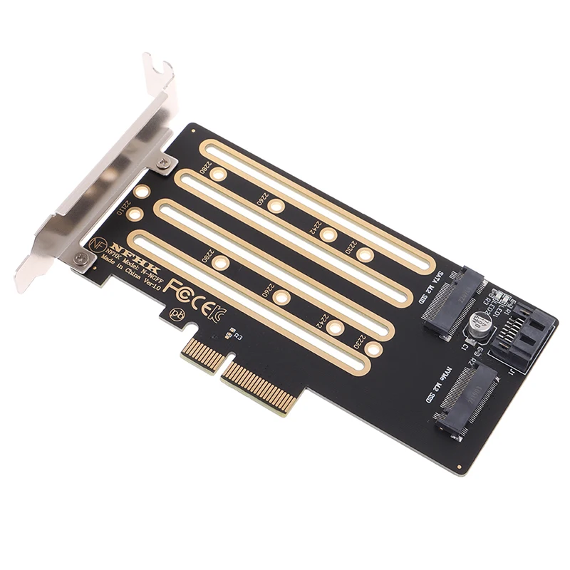 1Pc Nvme m.2 SSD to PCIe 3.0 4.0 x4 adapter card SATA m.2 SSD to SATA 2 IN 1 adapter card.