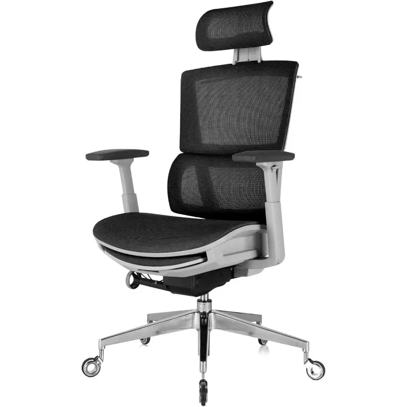 Apoio para os pés e lombar rolamento cadeira giratória do computador com rodas, Home Office Desk, volta alta Task Chair, Mesh