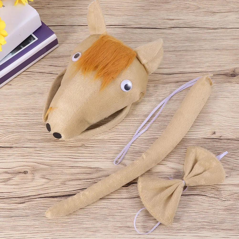 

Horse Headband Bowtie Tail Set For Kids Adults Animal Costume Party Cosplay Carnival Halloween Birthday Decor