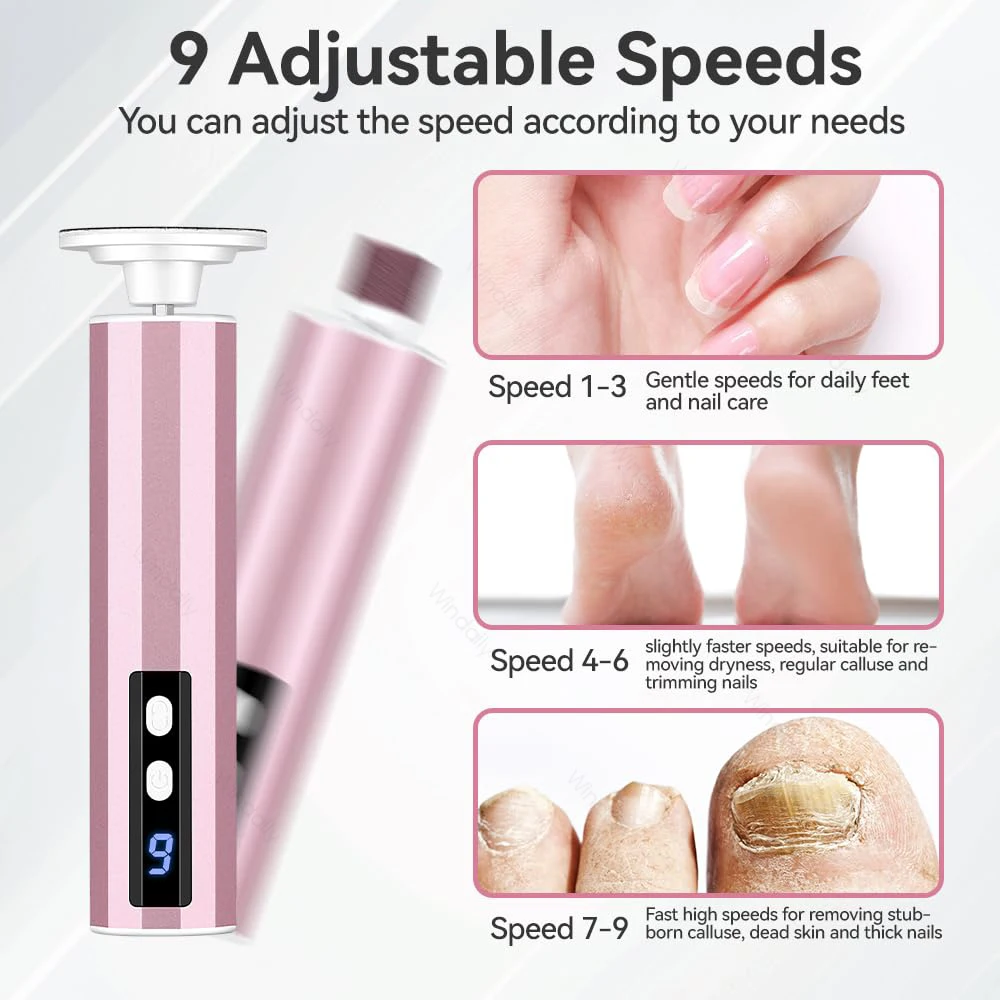 2026 Electric Foot Callus Remover Professional Foot File For Feet Nails With 9 Speeds For Dry Dead Skin Removal Pedicure Tools