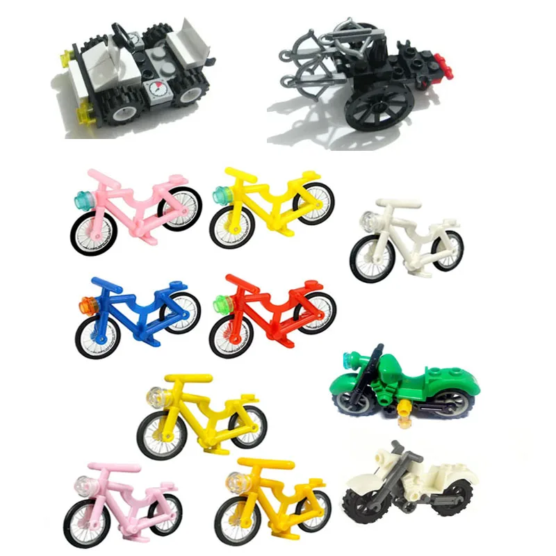 MOC Bricks Chrome Bike Bicycle Scooter Model Building Block Little Sheep Motorcycle City Traffic Bicycle Parts Toys Kids Gifts