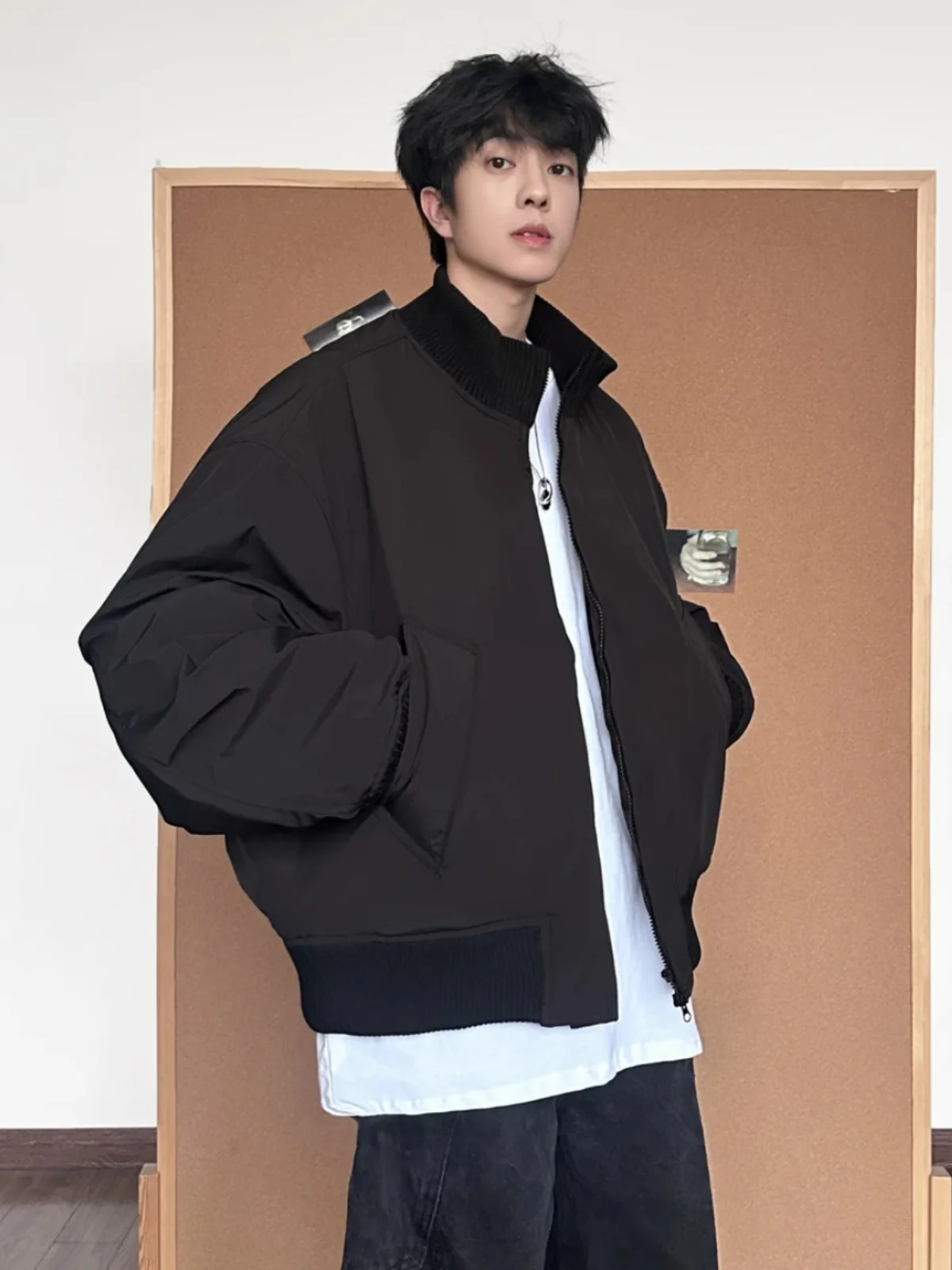 

Мужская хлопковая куртка-бомбер Cleanfit American High Street, теплая зимняя, на молнии, для бейсбола...