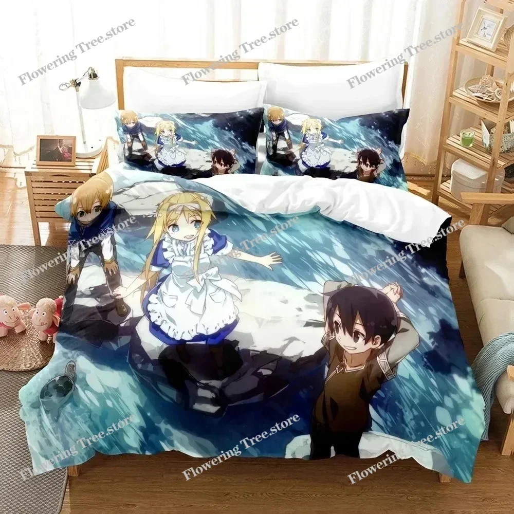 3D Print Anime Sword God Domain Bedding Sets Duvet Cover Set With Pillowcase Twin Full Queen King Bedclothes Duvet Cover029592FQ