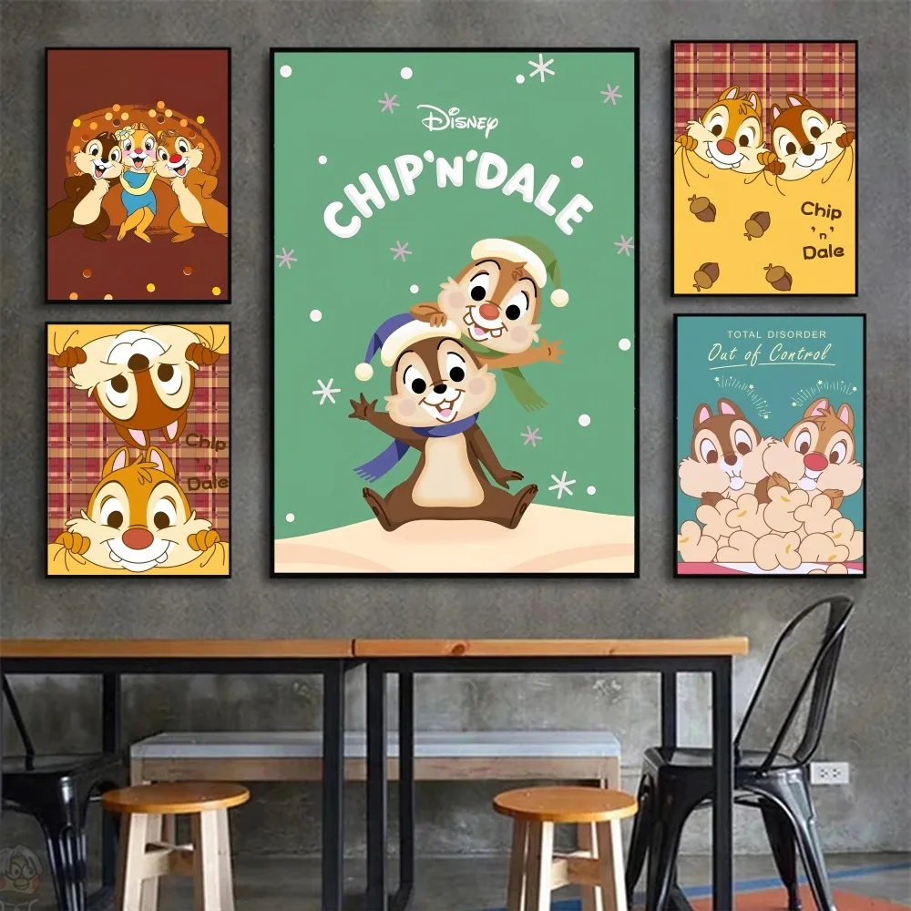 1PC Disney Chip \'n\' Dale Poster Stickers Art Wall Murals Decor Game Room Decor Gifts Kawaii HD Painting Cat Cars