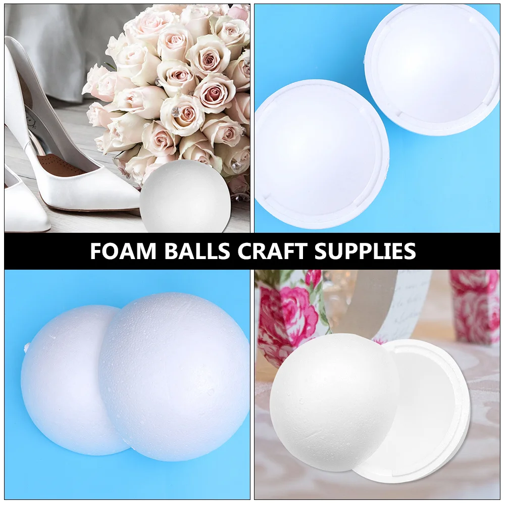 

3pcs Foam Ball Craft Supplies White Hemispherical Half Balls For Wedding Christmas Diy Decorations Hollow Ball Art Projects