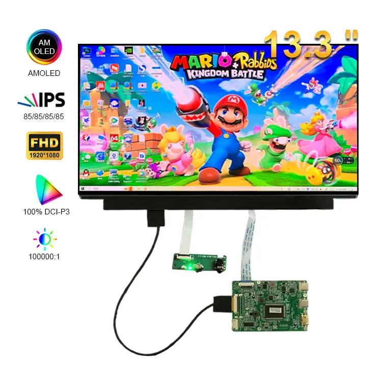 Wisecoco Ultra Thin and Light in Weight FHD 13.3 Inch Oled Panel 1920*1080 Ips Touch Optional Full-Featured Usb-C Amoled Display