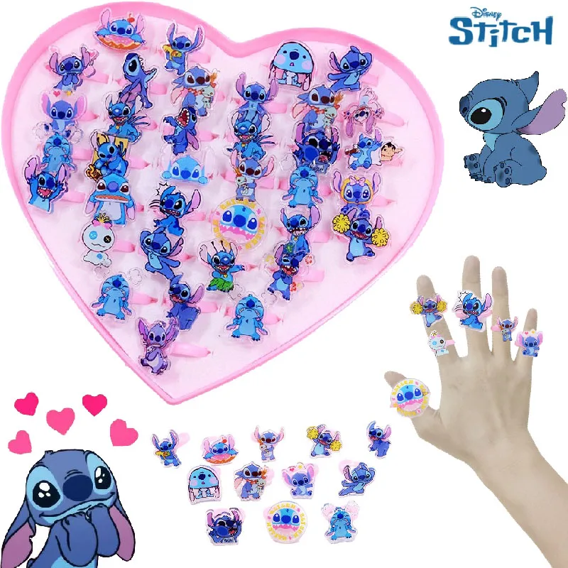 10/20/30pcs Disney Anime Stitch Ring Kawaii Lilo Stitch Children Acrylic Ring Cartoon Dolls Accessories Toy Kids Party Gifts