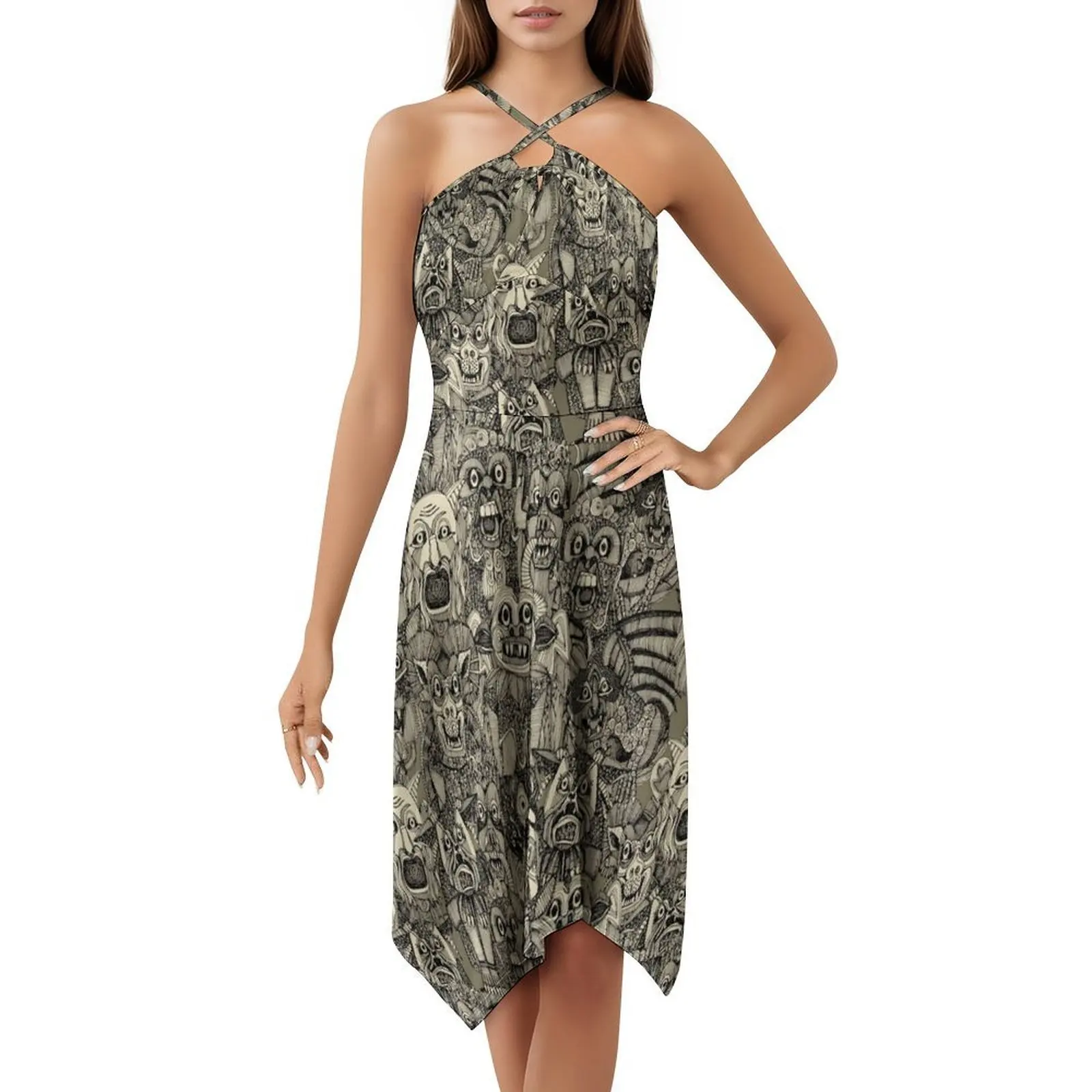 Gargousyles Vintage noir Style coréen tenue décontractée pour les femmes Simple quotidien bureau dame robes Gargouille grotesque médiévale gothique