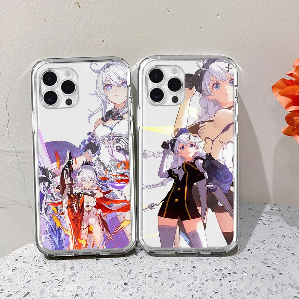 Honkai Impact 3rd Kiana Kaslana For iPhone 16 15 13 14 12 11 Pro Plus MAX XS iPhone13 14 Mini Transparent Phone Case