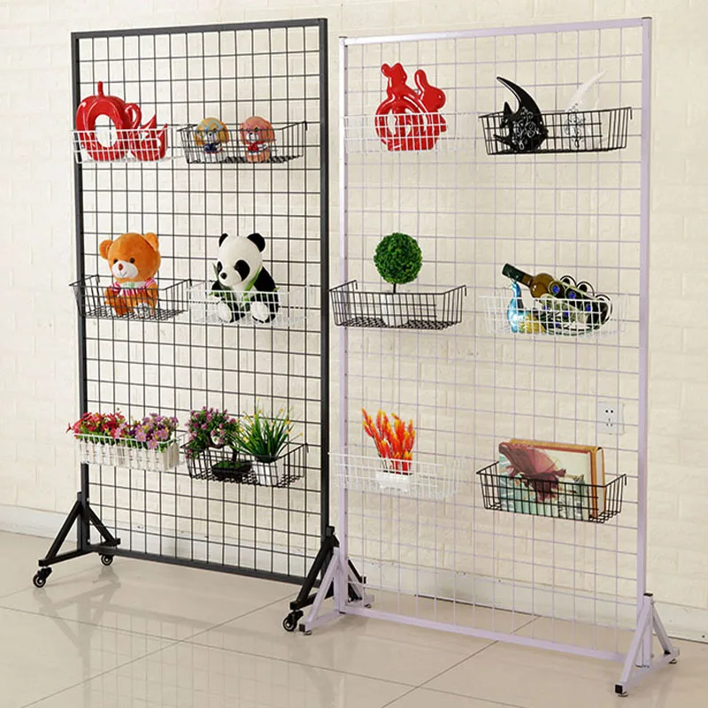 1PCS 60x120cm Easy install Metal Grill pegboard rack kindergarten display panel shelf organizer goods shelves with floor stands
